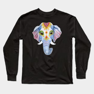 Cute Decorated Watercolor Elephant Long Sleeve T-Shirt